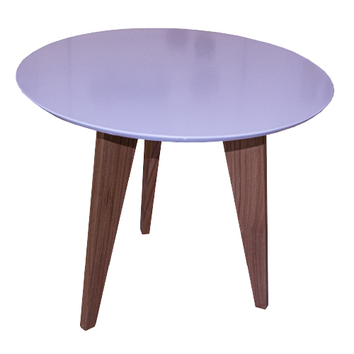 Mesa redonda tapa fibrolaqueada gris patas rectas madera paraíso diámetro 60